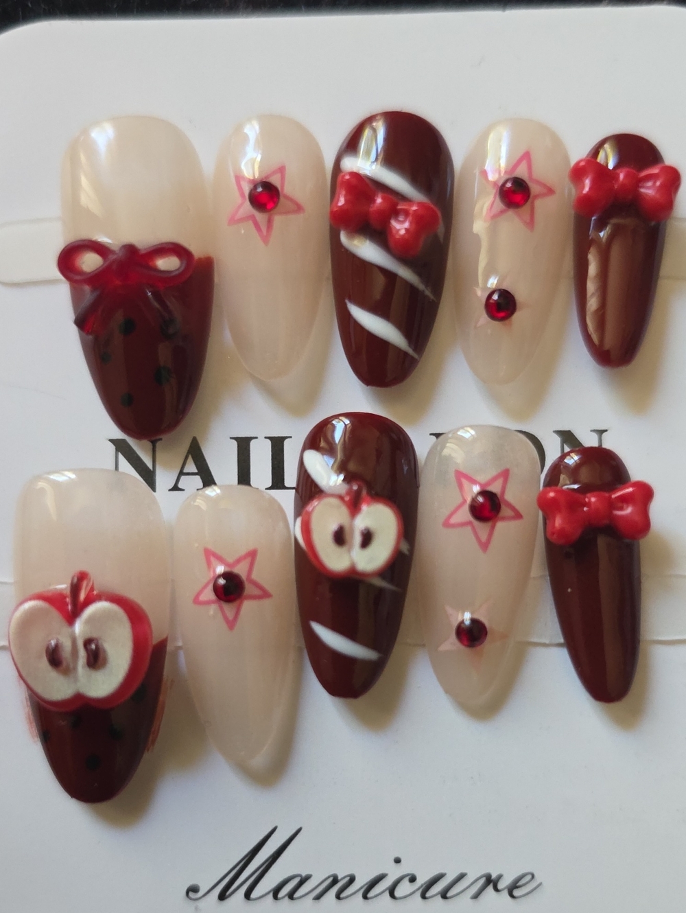 Apple And Star Decorative Press-On Nail Size Small